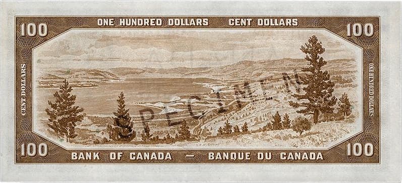 $100 — back (The Canadian Landscape Series)