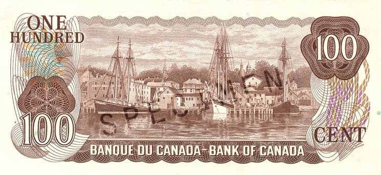 $100 — back (The Scenes of Canada Series)