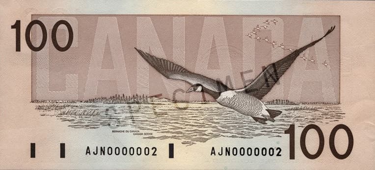 $100 — back (The Birds of Canada Series)