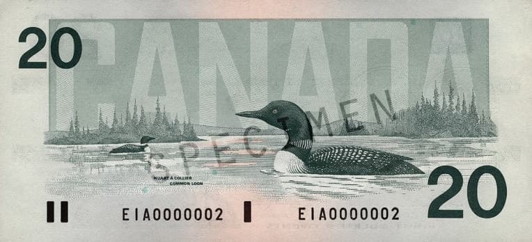 $20 — back (The Birds of Canada Series)