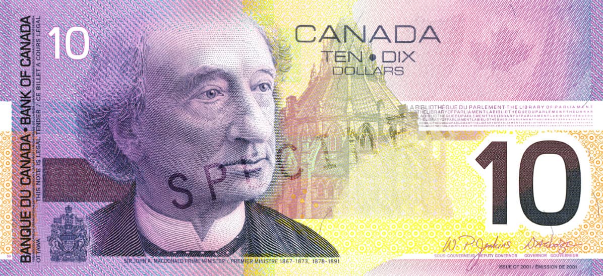 $10 — front (The Canadian Journey Series)