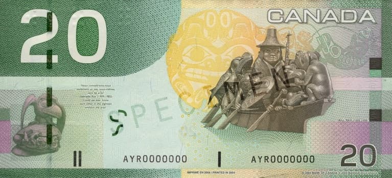 $20 — back (The Canadian Journey Series)