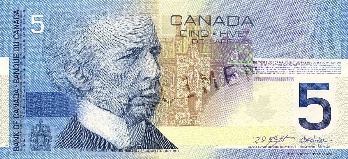 $5 — front (The Canadian Journey Series)