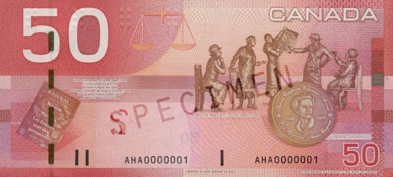 $50 — back (The Canadian Journey Series)