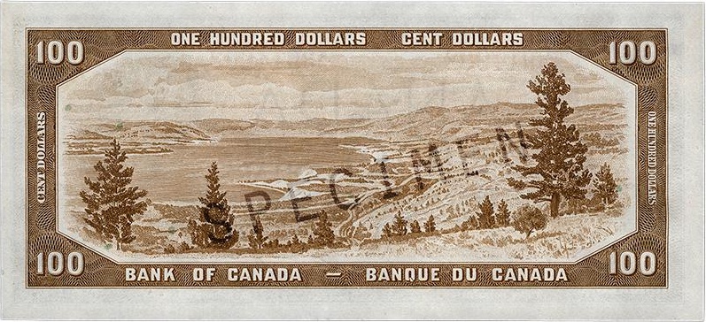 $100 — back (The Canadian Landscape Series)