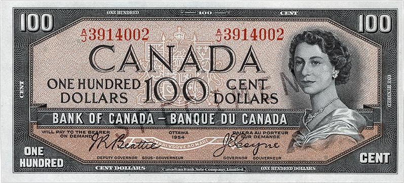 $100 — front (The Canadian Landscape Series)