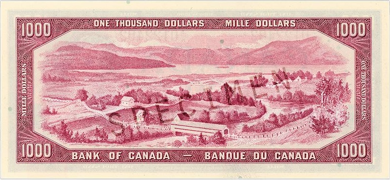 $1000 — back (The Canadian Landscape Series)