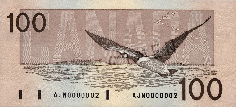 $100 — back (The Birds of Canada Series)