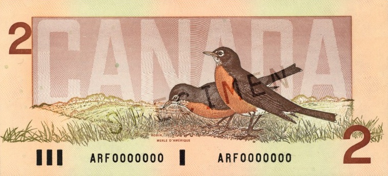 $2 — back (The Birds of Canada Series)