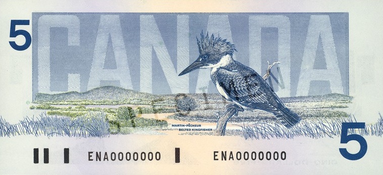 $5 — back (The Birds of Canada Series)