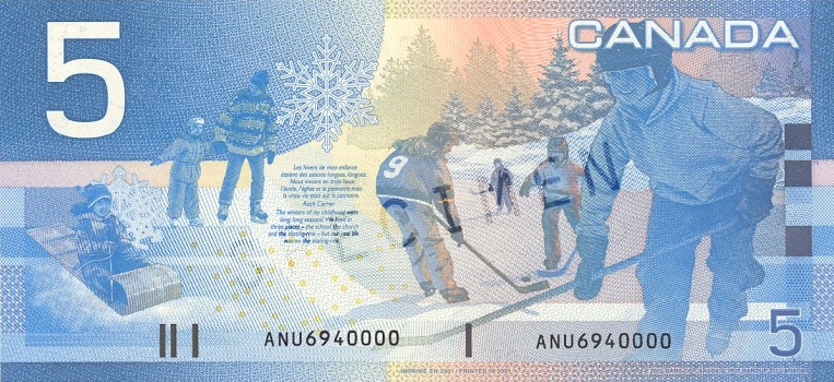 $5 — back (The Canadian Journey Series)